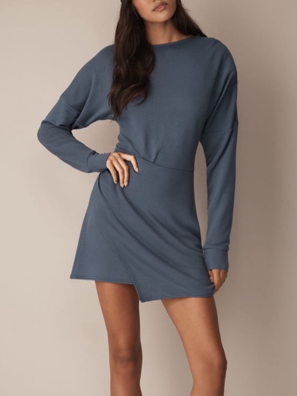 NWT Daily Practice Crewneck Mini Dress in Slate Blue